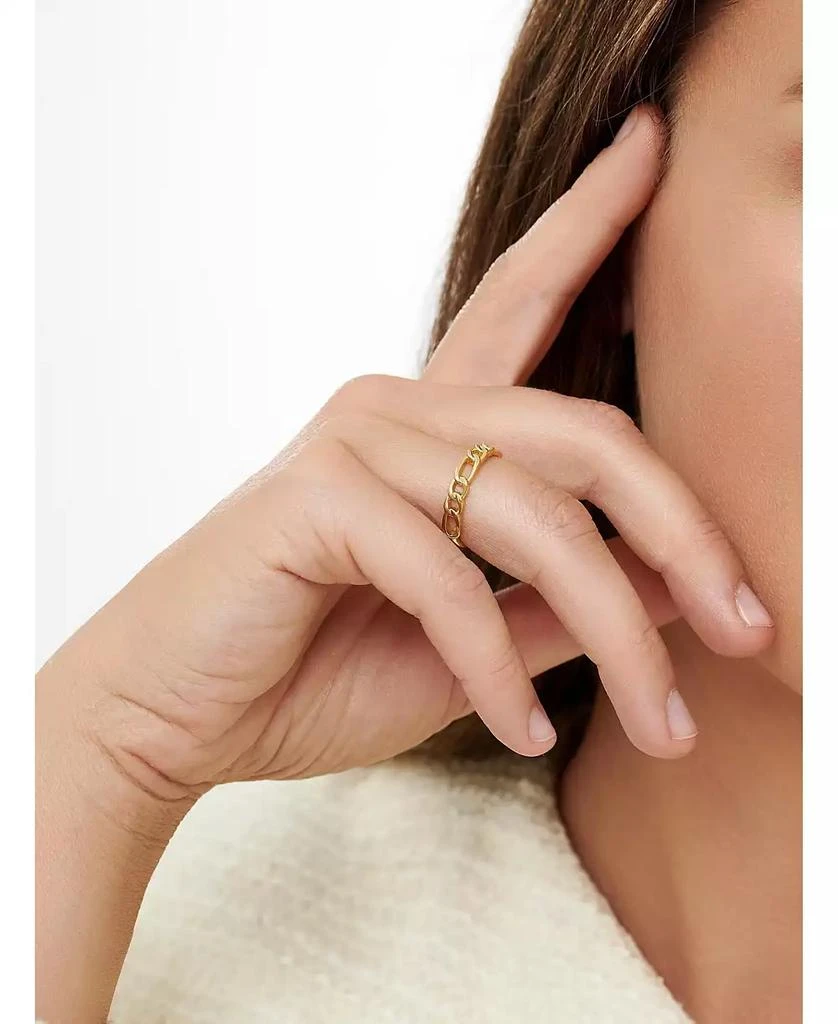 DEVATA Figaro Link Ring in Gold Plated Sterling Silver, Size 9 3