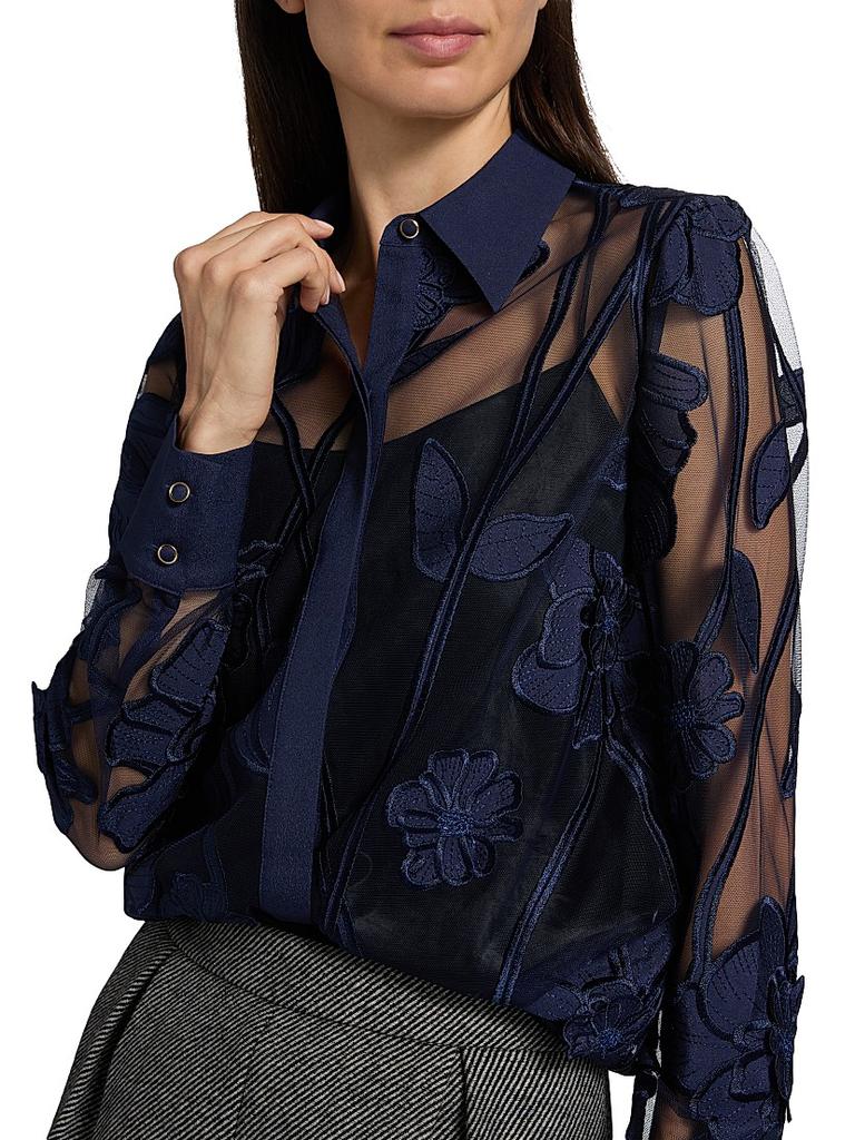 L'Appartement Sheer Blouse ネイビー T-Tahari Pleated Blouson Shirt – Elie Tahari