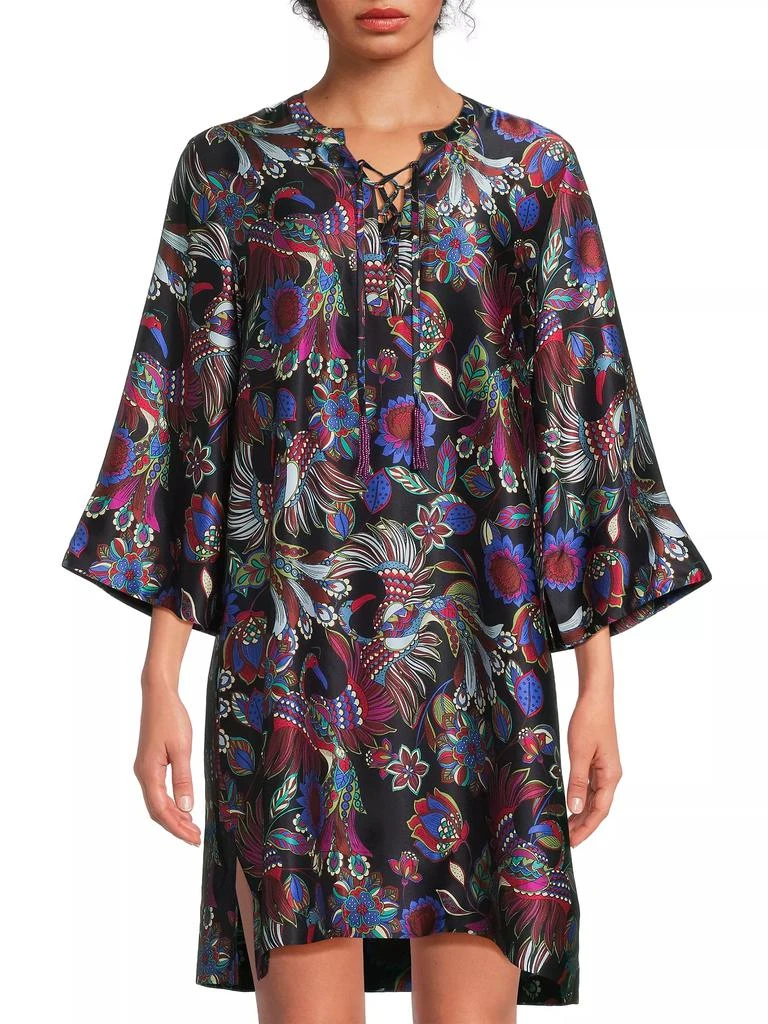 Johnny Was Avya Floral Silk Kimono-Style Dress 3