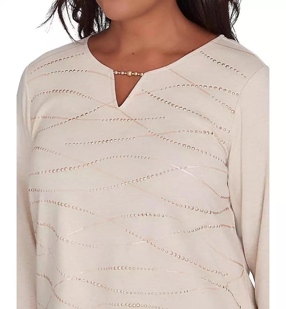 Alfred Dunner Petite Split-Neck Embellished 3/4-Sleeve Top 5