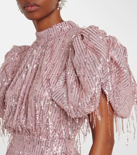 ROTATE Birger Christensen Sequined balloon-sleeve midi dress 4