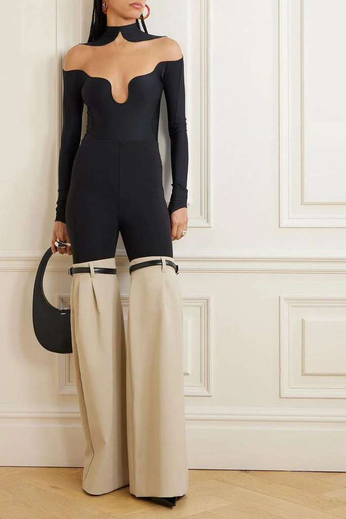 Mugler Tulle-paneled stretch-knit bodysuit 2