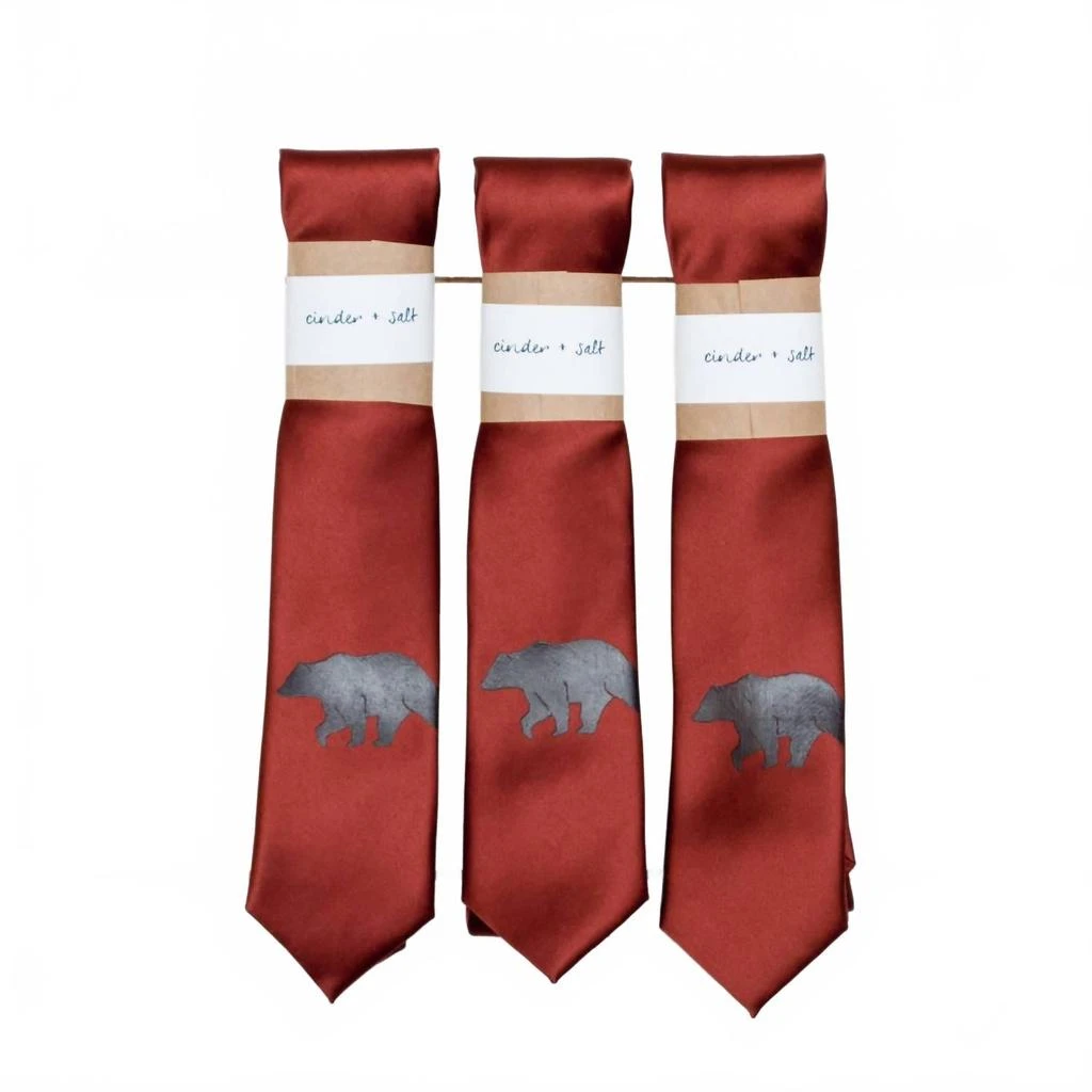 Cinder + Salt Bear Skinny Tie In Brown 3
