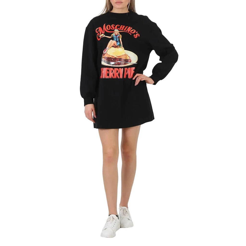 Moschino Black Cherry Pie Print Long-Sleeve Jumper Dress 1