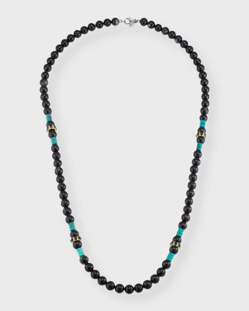 Armenta Men's Black Tourmaline Beaded Necklace with Black Sapphires 1