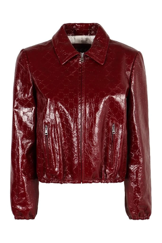 Gucci Gucci GG Embossed Leather Bomber Jacket 1