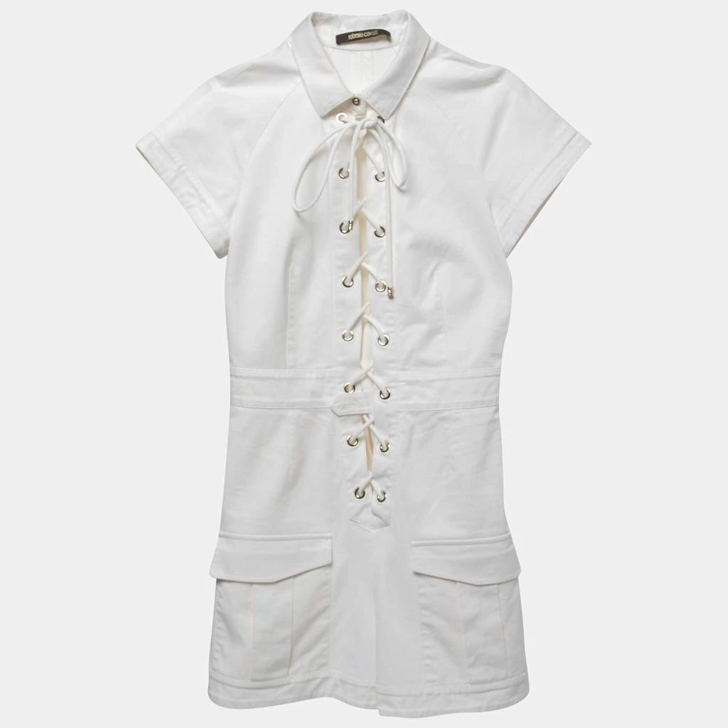 Roberto Cavalli Roberto Cavalli White Cotton Lace-Up Playsuit S 1