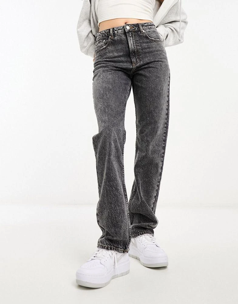 ASOS ASOS DESIGN mid rise straight jeans in dark grey 1