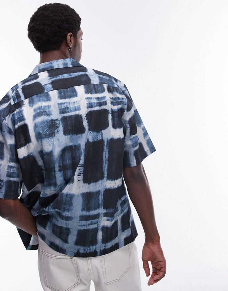 Topman Topman short sleeve relaxed sheer check shirt in blue 4