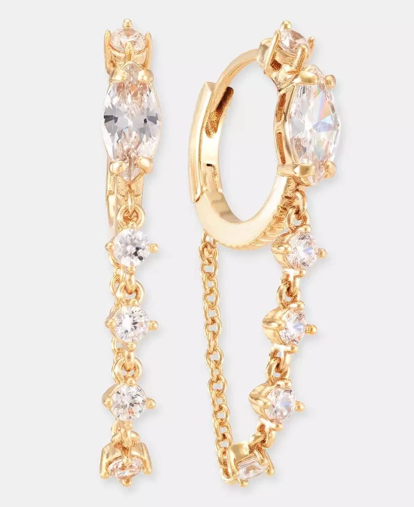 Anne Klein Cubic Zirconia Linear Charm Huggie Hoop Earrings 2