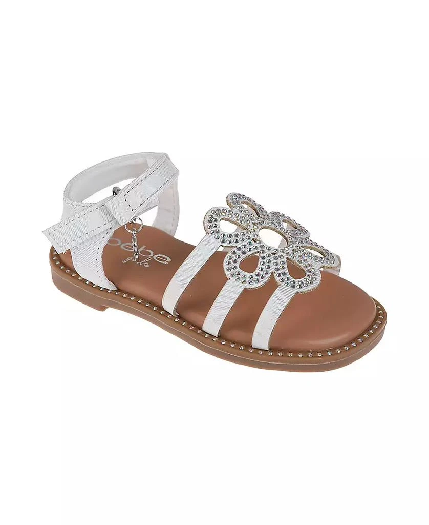 Bebe Toddler Girls Adhesive Strap with Flower Sandals 1