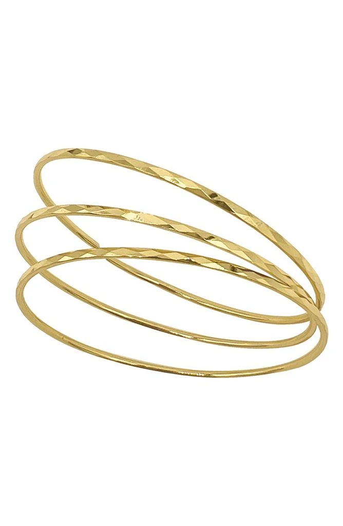 ADORNIA Set of 3 Hammered 14K Gold Plated Bangle Bracelets