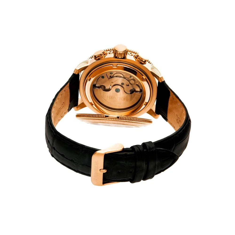 Heritor Automatic Aura Rose Gold & Black Leather Watches 44mm 3