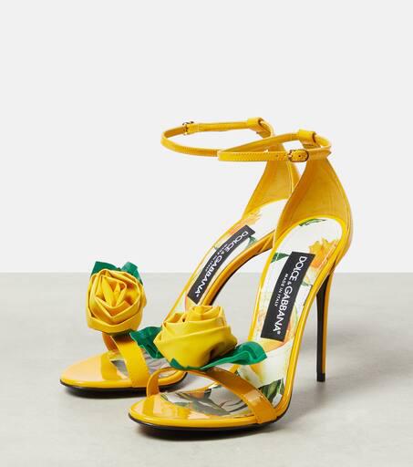 Shop Keira floral-appliqué patent leather sandals on Sale at Shop Keira floral-appliqué patent leather sandals on Sale at