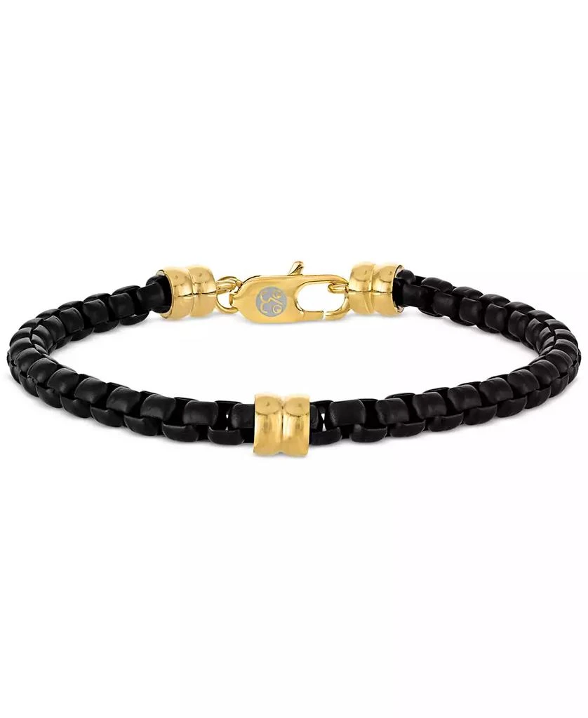 Esquire Men's Jewelry Box Link Chain Bracelet in Black & Gold-Tone Ion Plated Stainless Steel, Exclusively at Macy's 1