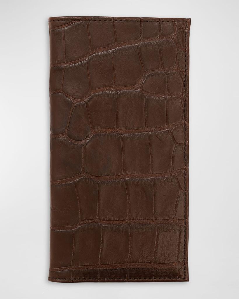 Abas Men's Matte Alligator Leather Bifold Coat Wallet