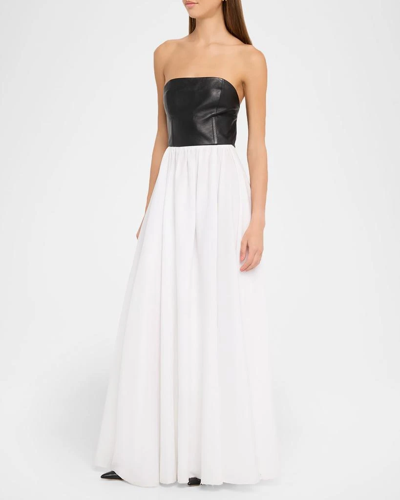 Gabriela Hearst Lehti Mixed-Media Strapless Maxi Dress 4