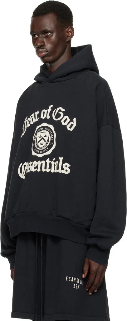Essentials Black Heavy Fleece Vintage Shrunken Hoodie 4