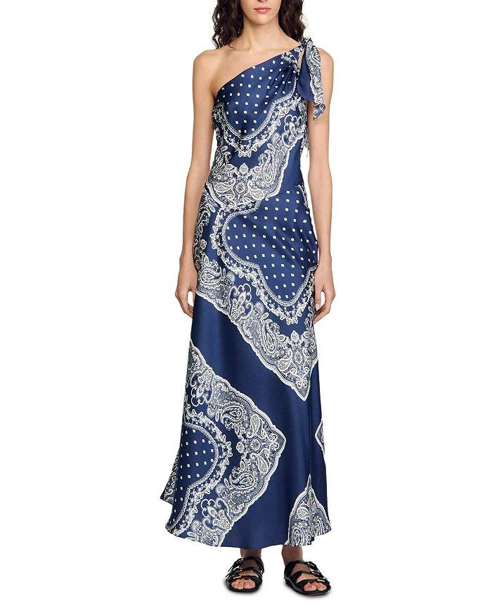 knee length dresses for ladies SANDRO JOSEPHINA FLORAL-PRINT MAXI DRESS IN VISCOSE