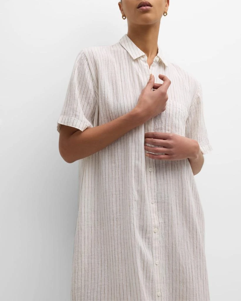 Eileen Fisher Crinkled Striped Organic Linen Midi Shirtdress 7