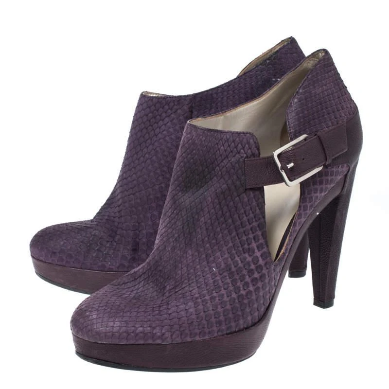 Dior Dior Purple Python Leather And Embossed Leather Platform Ankle Booties Size 40 4