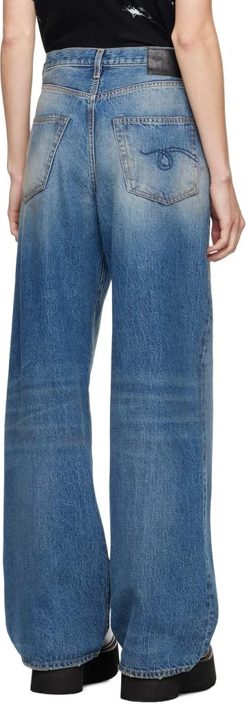 R13 SSENSE Exclusive Blue Damon Pleated Wide Leg Jeans 3