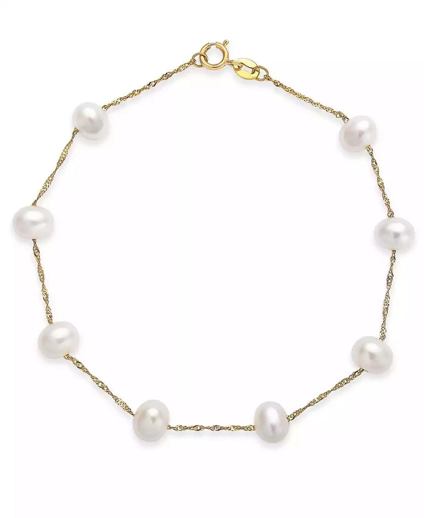 Effy EFFY® Cultured Freshwater Pearl Station Bracelet (5-1/2-6mm) in 14k Gold (Also available in 14k White Gold and 14k Rose Gold) 1