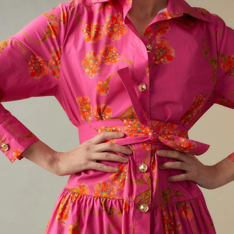 Cynthia Rowley Perennial Shirt Dress Pink Floral 2