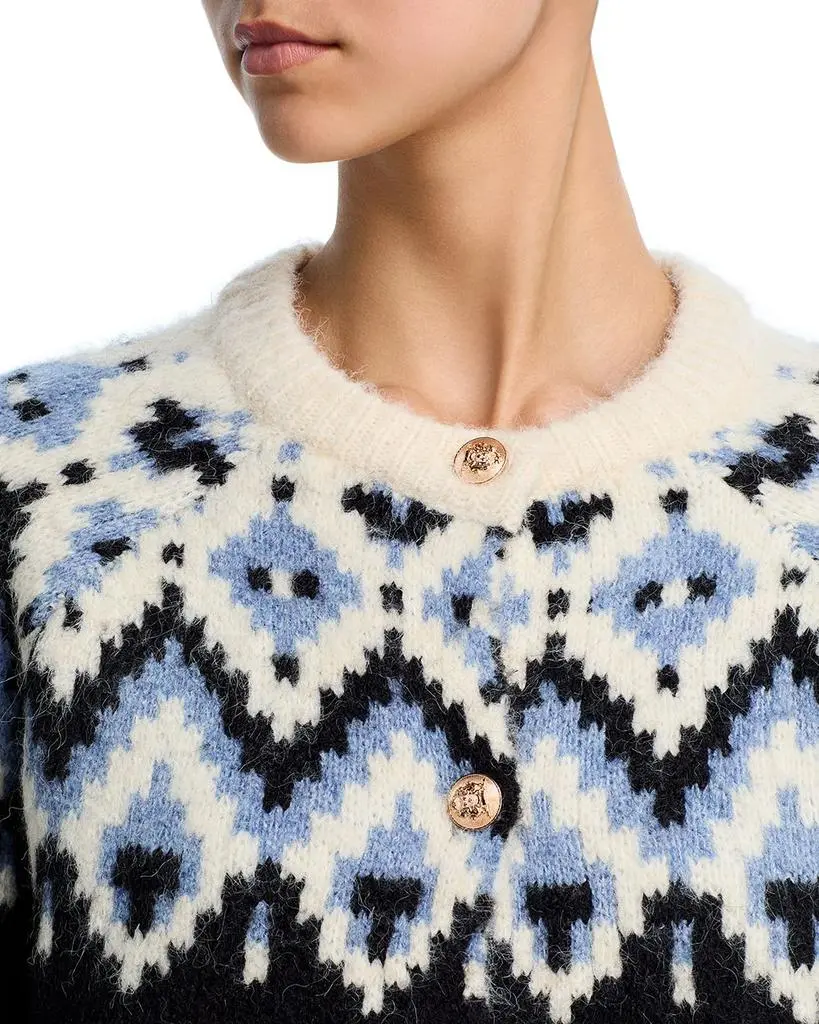 AQUA Fair Isle Crewneck Cardigan - Exclusive 4