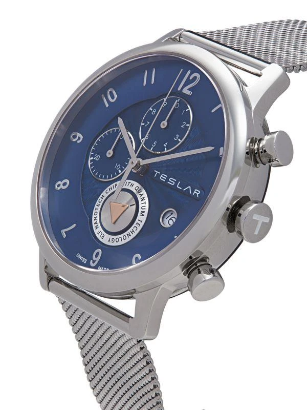 Teslar 42MM Stainless Steel Chronograph Mesh Bracelet Watch 3