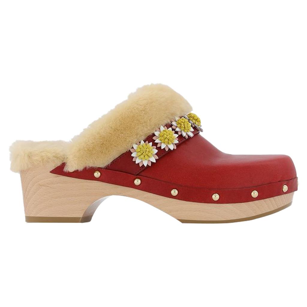 Fabrizio Viti Jean Daisy Trim Clog in Burgundy Leather