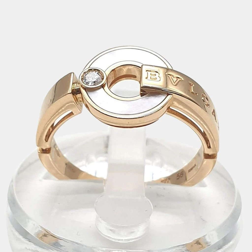BVLGARI Bulgari Rose Gold Diamond Mother of Pearl Ring US 7.5 5