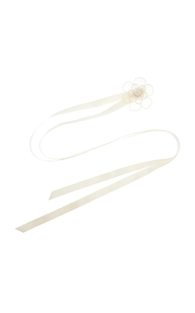 Jennifer Behr Jennifer Behr - Susanna Flower-Detailed Silk Ribbon Necklace - White - OS - Moda Operandi - Gifts For Her 1