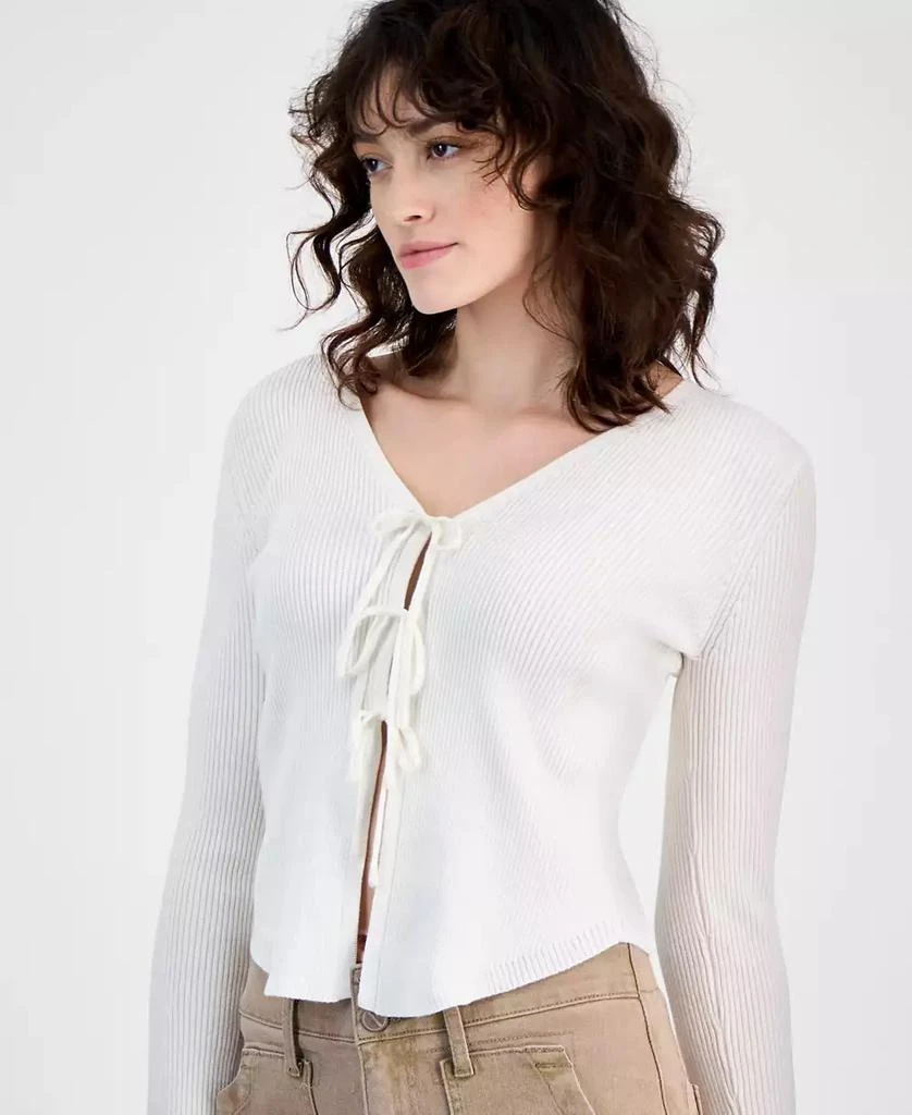 Ultra Flirt Juniors' Long-Sleeve Tie-Front Cardigan 3