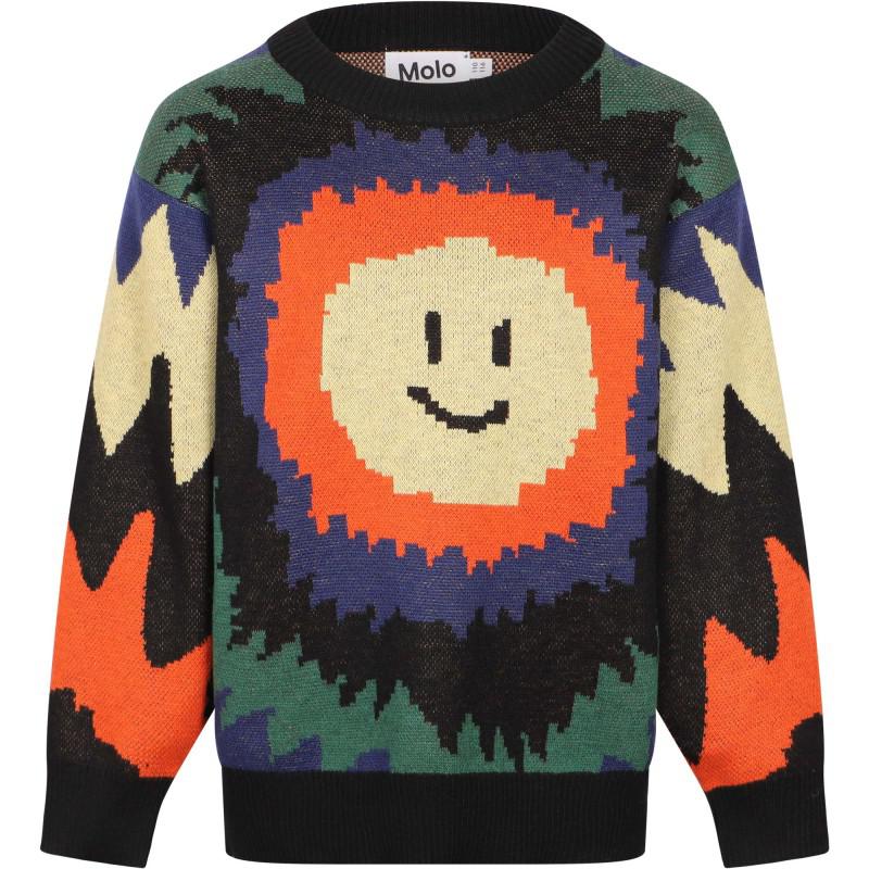 Molo Colorful knitted smiley face sweater