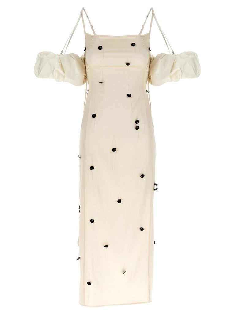 Jacquemus Jacquemus Long-Sleeved Scalloped Mini Dress White