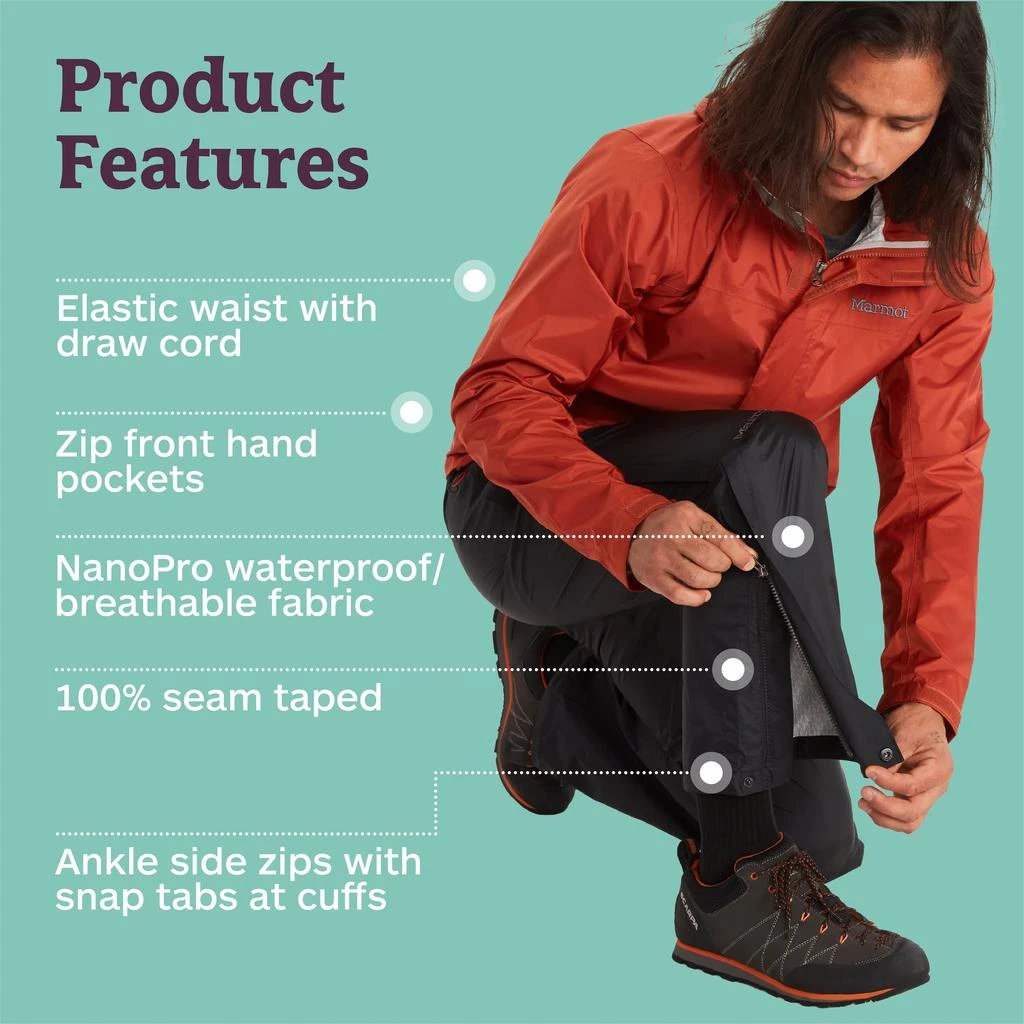 Marmot Marmot Men
s PreCip Eco Rain Pant – Lightweight, Waterproof, Packable Hiking Pants Made with Recycled Materials 4