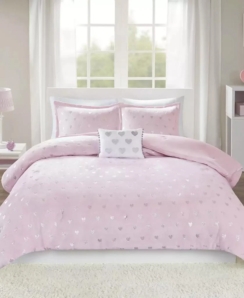 Intelligent Design Rosalie Metallic Heart 3-Pc. Comforter Set 1