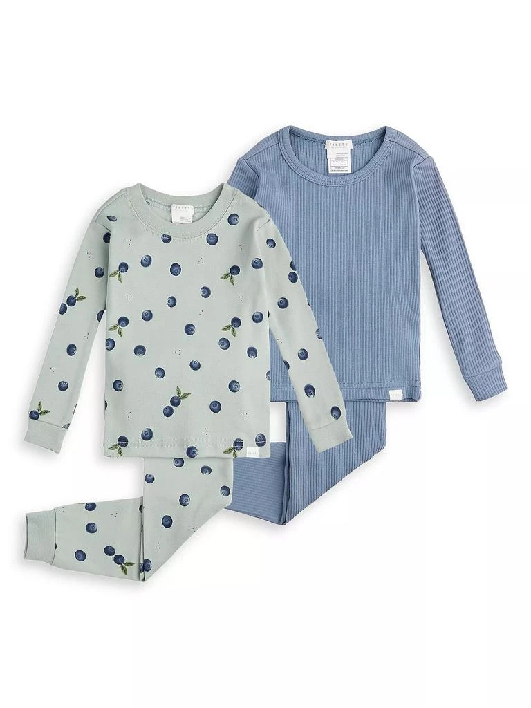Petit Lem Baby Boy's 4-Piece Blueberry Print & Ribbed Pajama Set 1