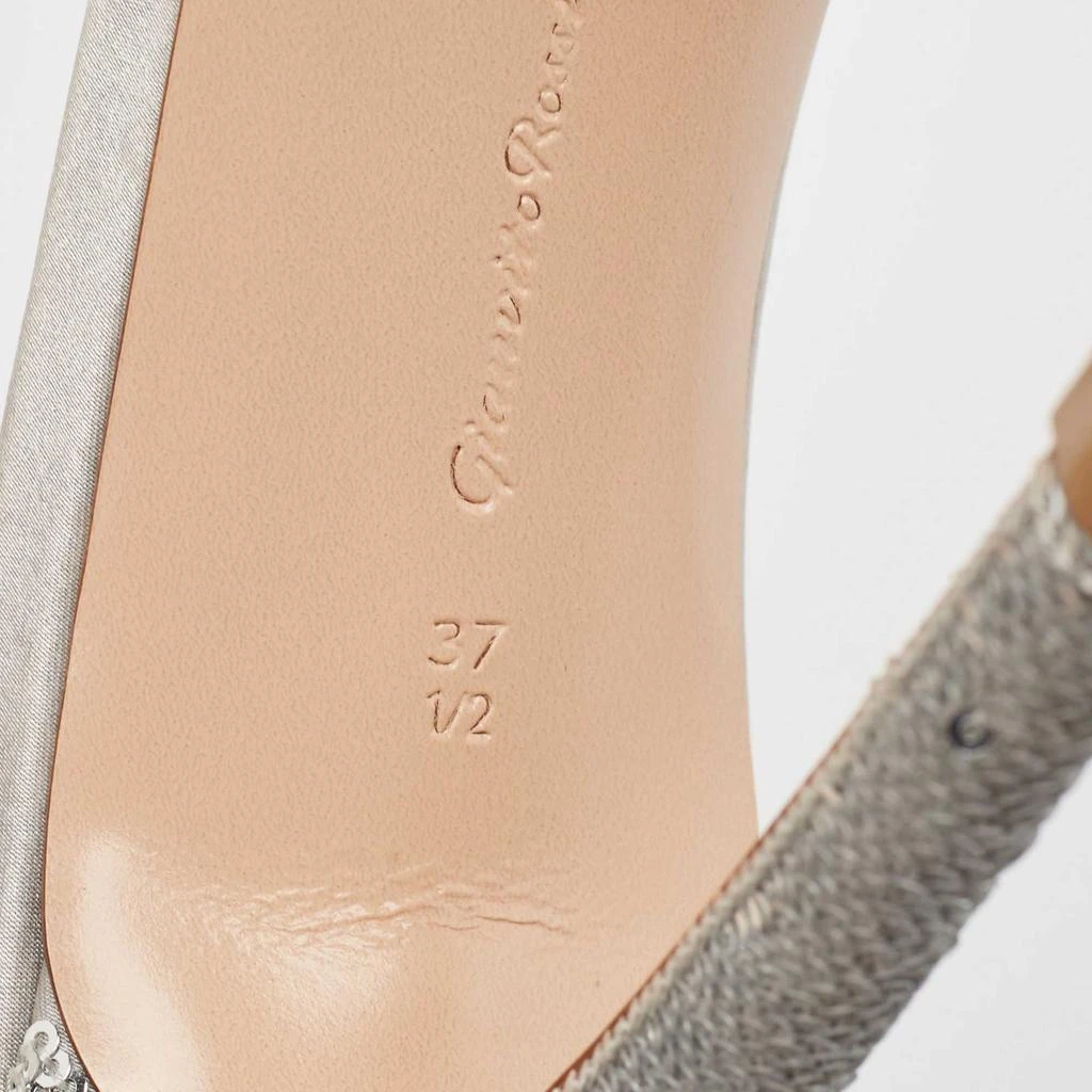 Gianvito Rossi Gianvito Rossi Silver Sequins  and Satin  Montecarlo Ankle Strap Sandals Size  37.5 8
