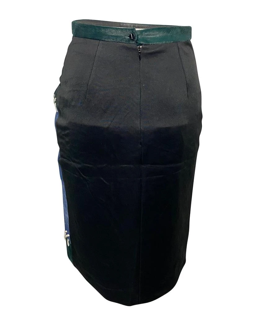 PETER PILOTTO Color Block Fur Skirt with Lace Detail in Multicolor Leather 3