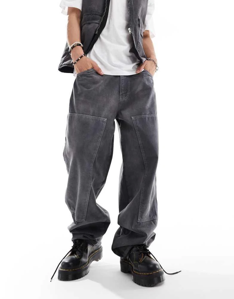 COLLUSION COLLUSION X002 baggy carpenter jeans in washed grey - LBLUE 5