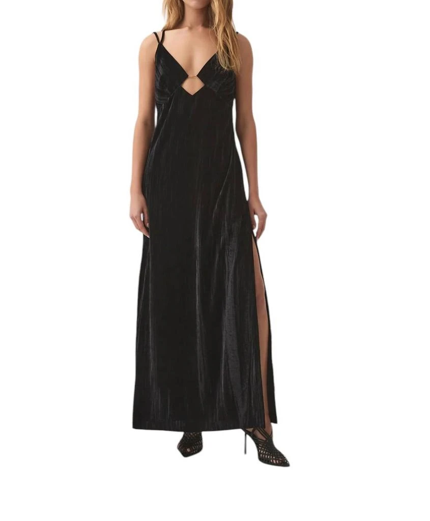 Aje Moonbow Velvet Maxi Dress In Black 1