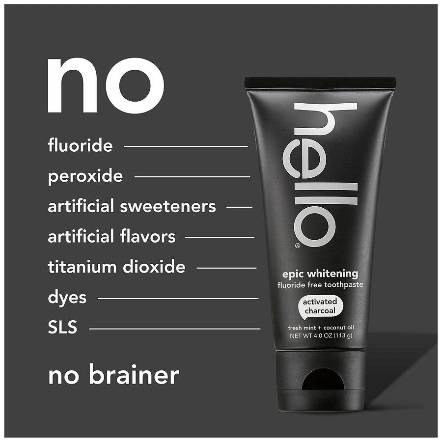 Hello Epic Whitening Charcoal Fluoride Free Toothpaste, Adult Fresh Mint 8