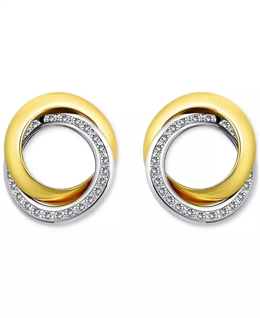 Giani Bernini Cubic Zirconia Interlocking Stud Earrings in Sterling Silver & 18k Gold Over Sterling Silver, Exclusively at Macy's 1