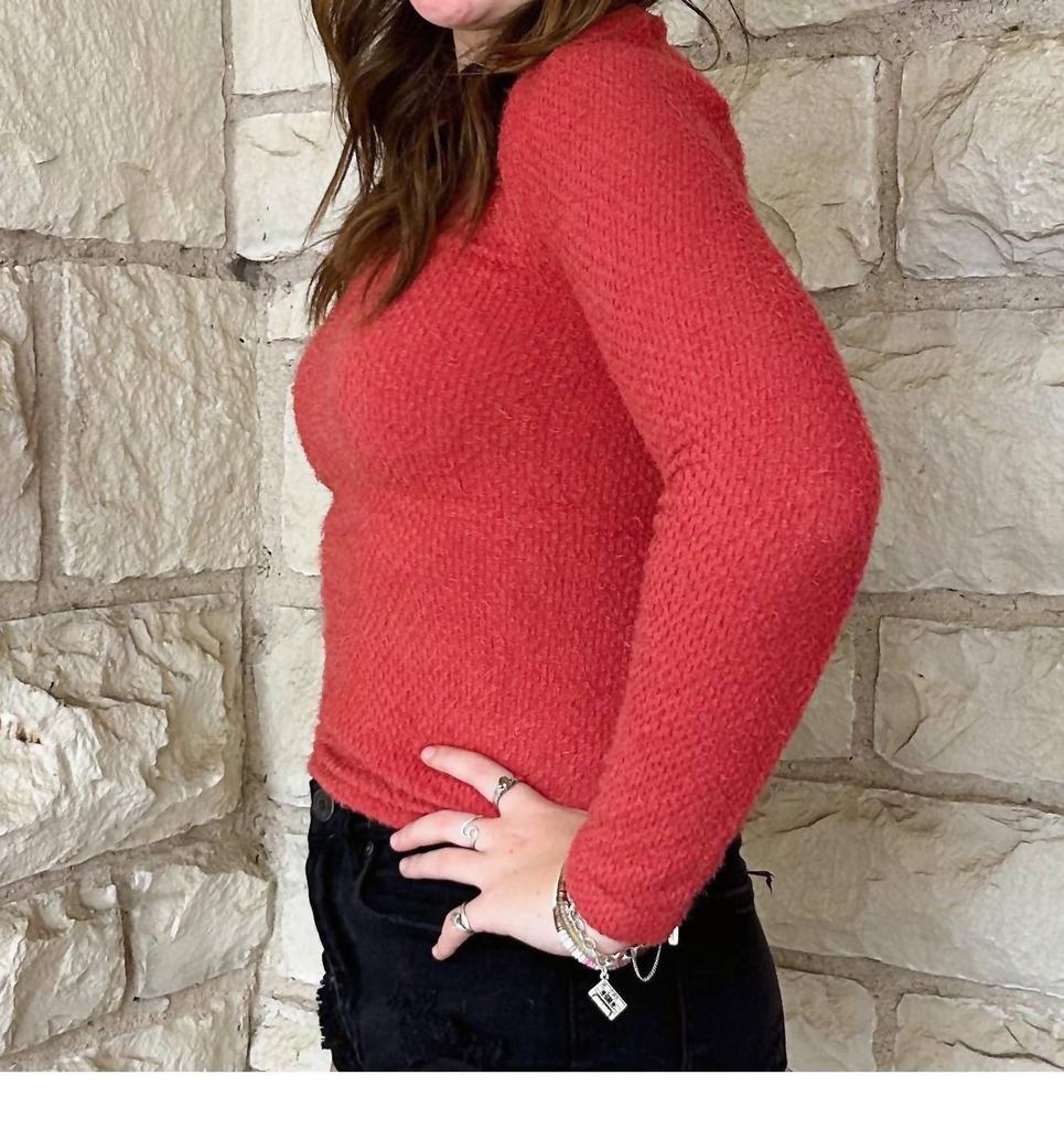 SCALA Scala - Long Sleeve Furry V Neck Sweater