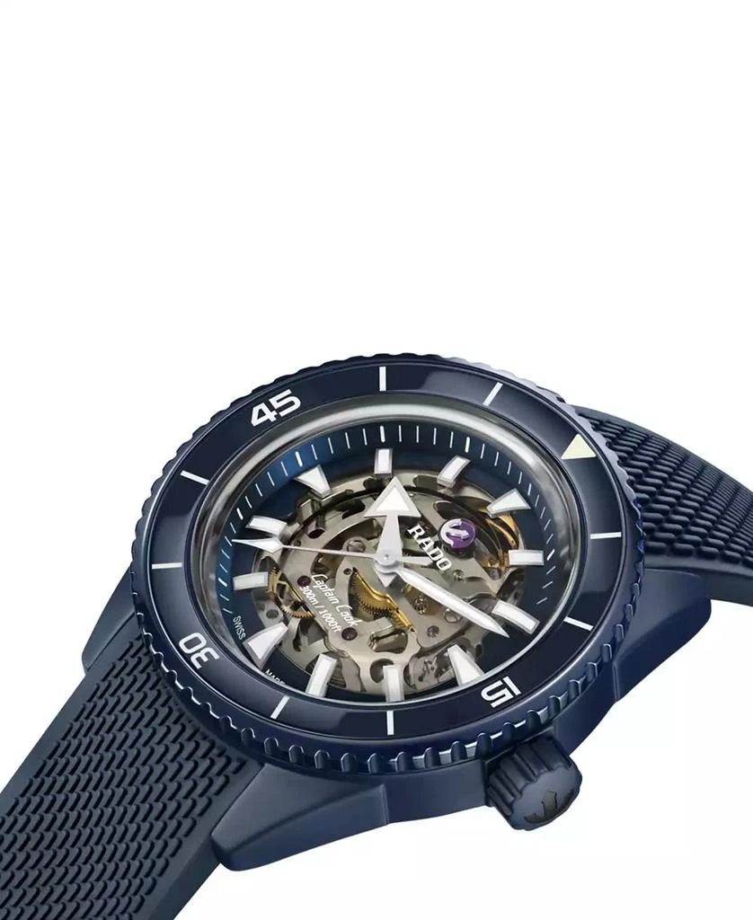 Rado Men's Swiss Automatic Captain Cook Navy Blue Rubber Strap Watch 43mm 2