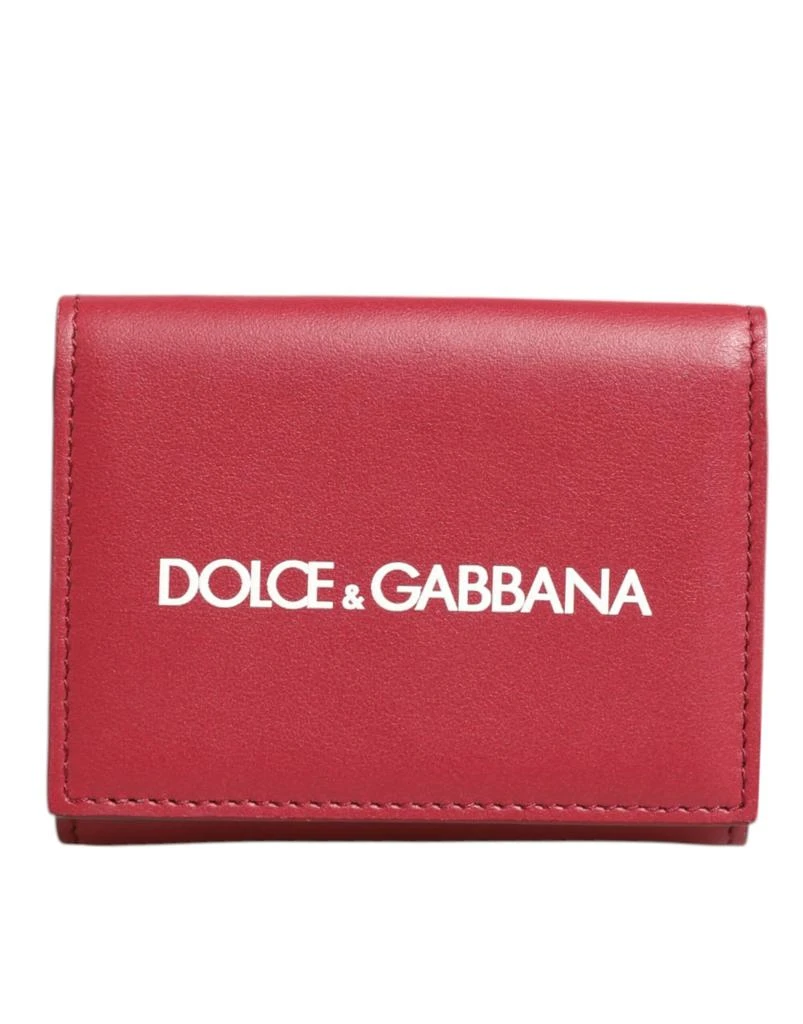 Dolce 
Gabbana Leather Bold Logo Print Trifold Card Holder Men
s Wallet
