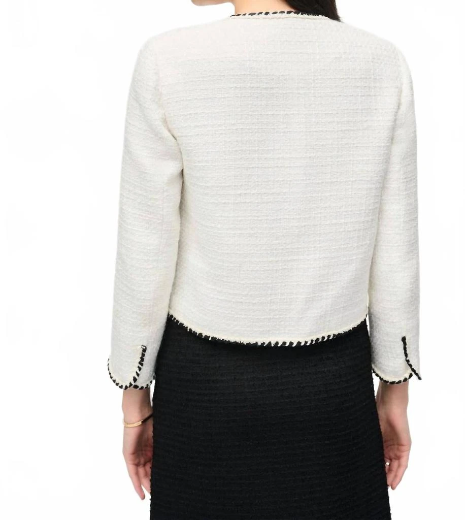 JOSEPH RIBKOFF Bouclé Jacket In Winter White / Black 2