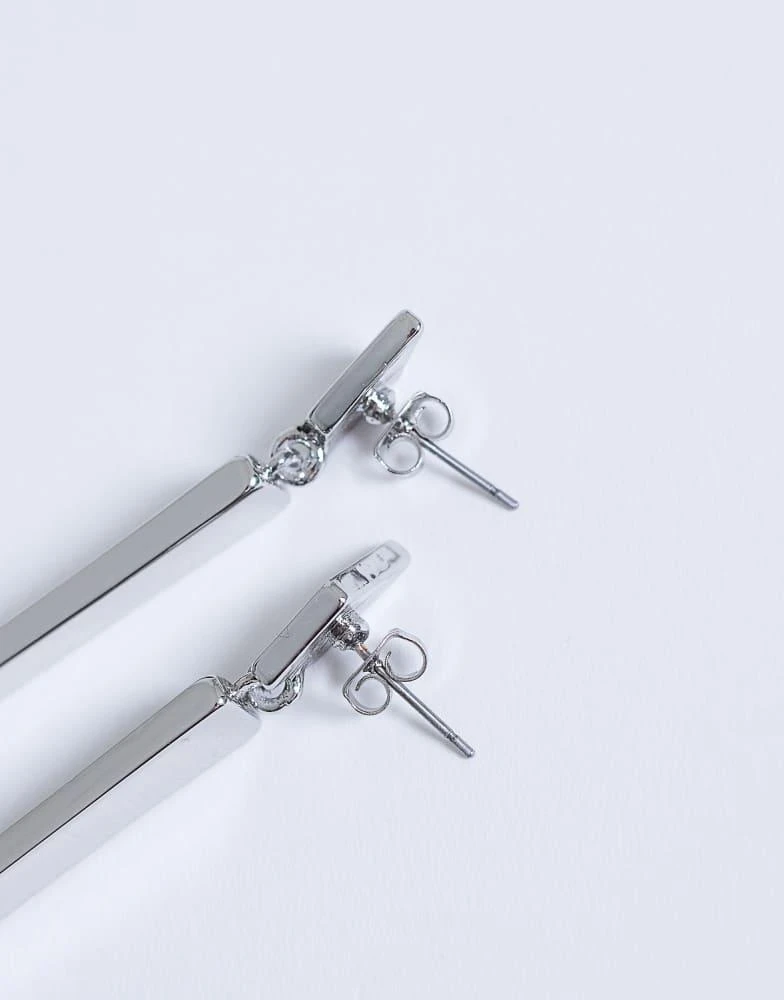 Topshop Topshop Cora asymmetric drop stud earring in silver tone 4